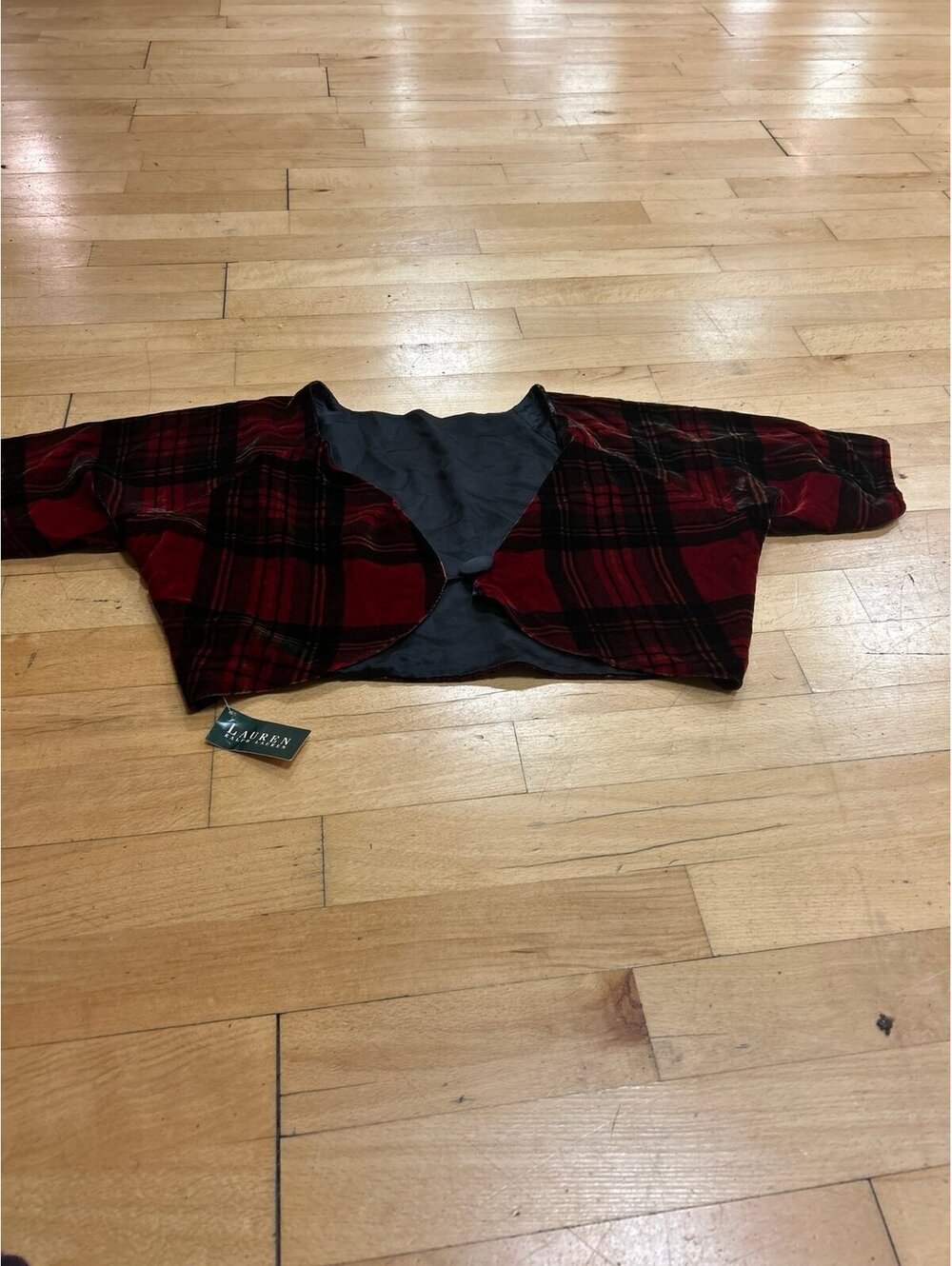 Ralph Lauren red and black plaid cropped bolero jacket